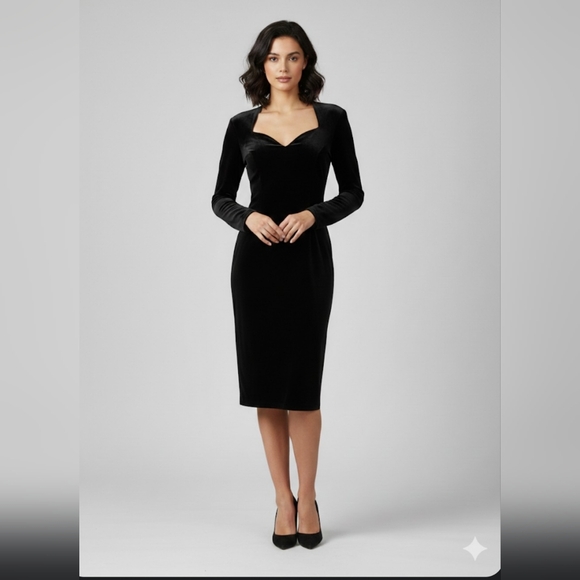 Niki Livas Dresses & Skirts - Vintage Niki Liva Black Velvet 90's Dress Sweetheart Neckline Size 4-6 Old Money